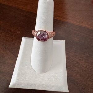 BP Feb 2025 Amethyst CZ Rose Gold Ring Sz 6 “Modern Glamour”